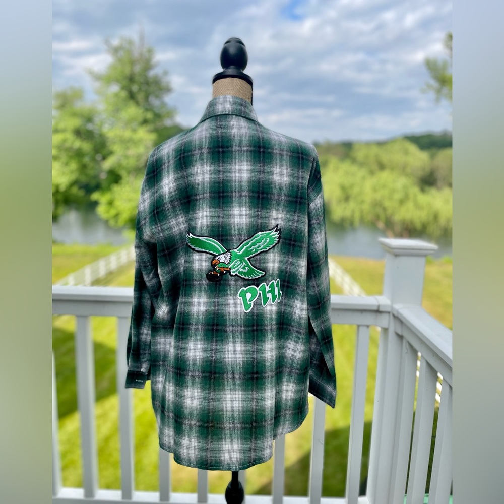 Kelly Green Eagles Oversized Plaid Shirt (Med-Large-XL)